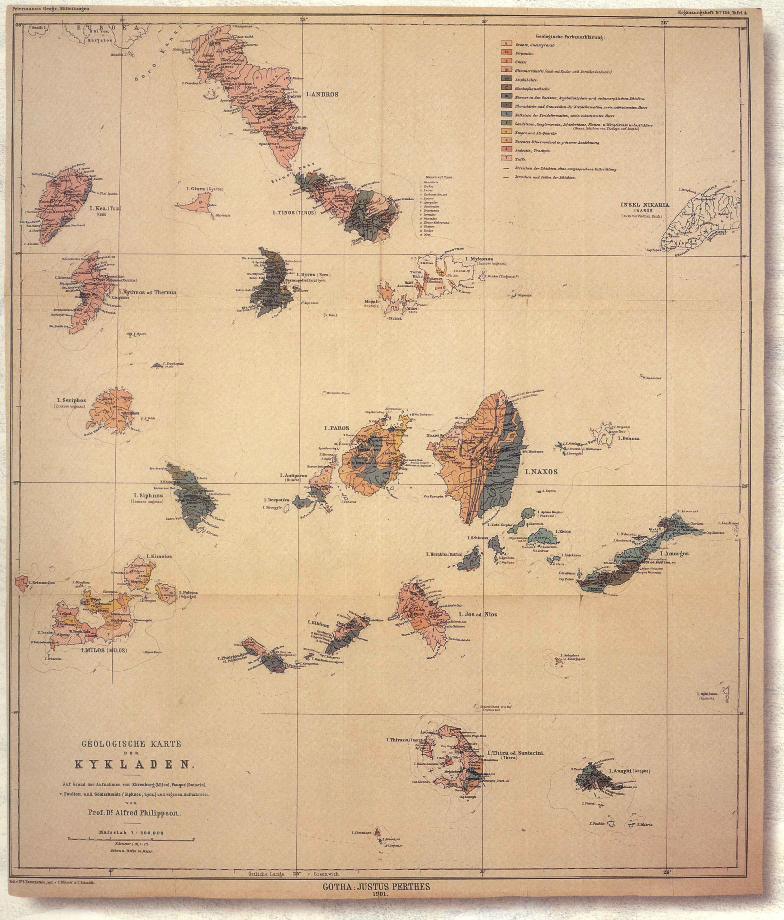 Geologikos xartis kykladon PHILIPPSON 1901